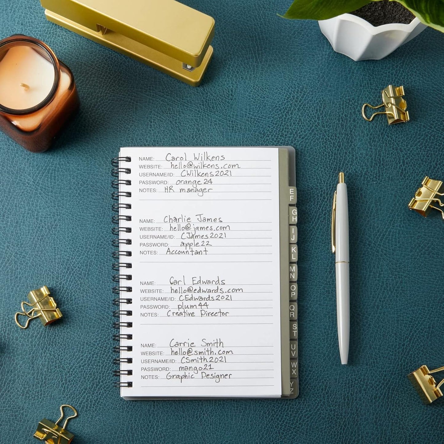 Juvale Password Book with Alphabetical Tabs - 5 x 7 in, 2-Pack, Gray & Black, 80 Lined Pages, Spiral-Bound, Plastic Cover - Password Notebook & Log Book for Username & Login Management