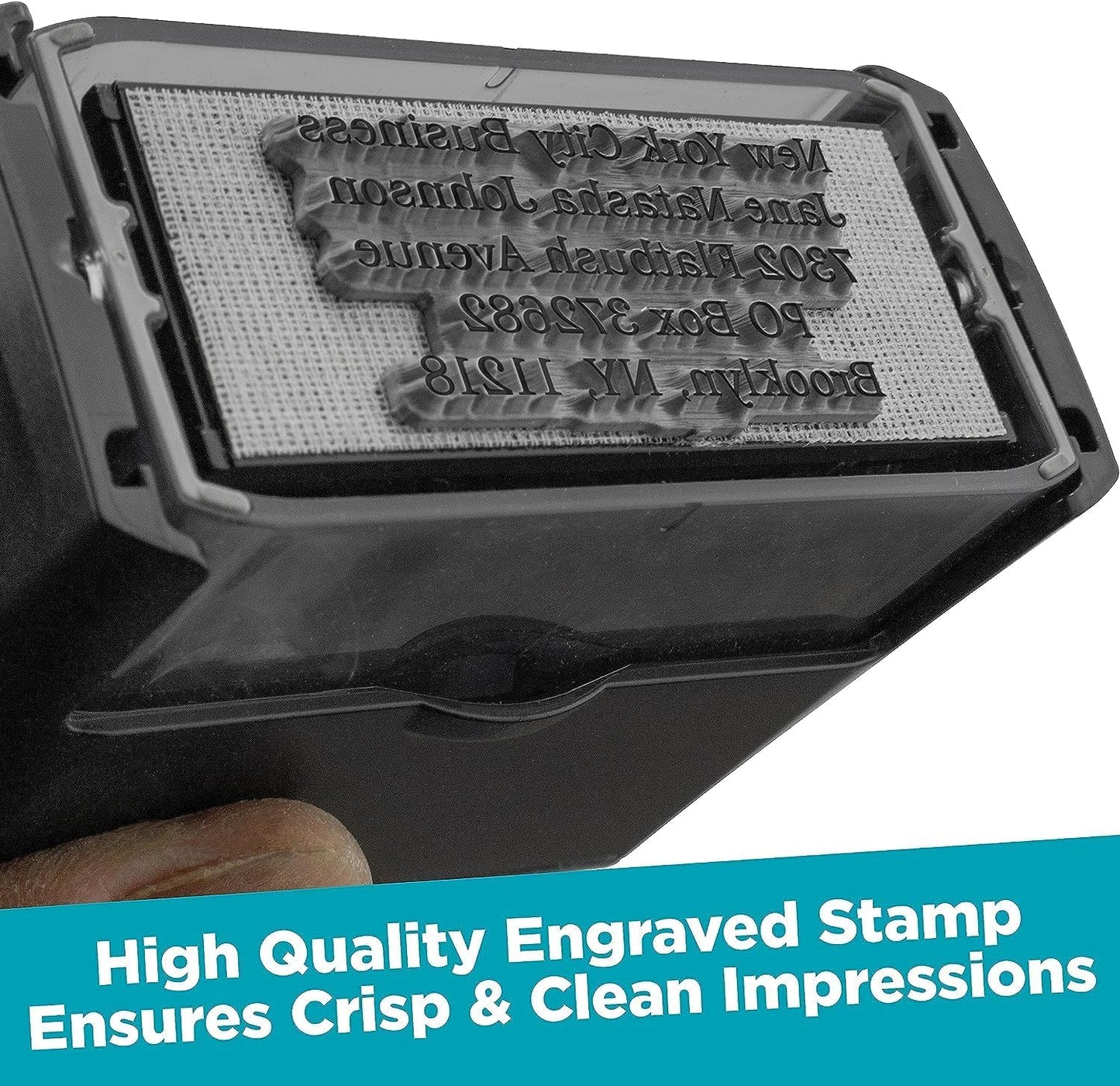 Custom Self Inking Rubber Stamp - Up to 8 Lines of Text - Choose from 15 Ink Colors - XX-Large Size