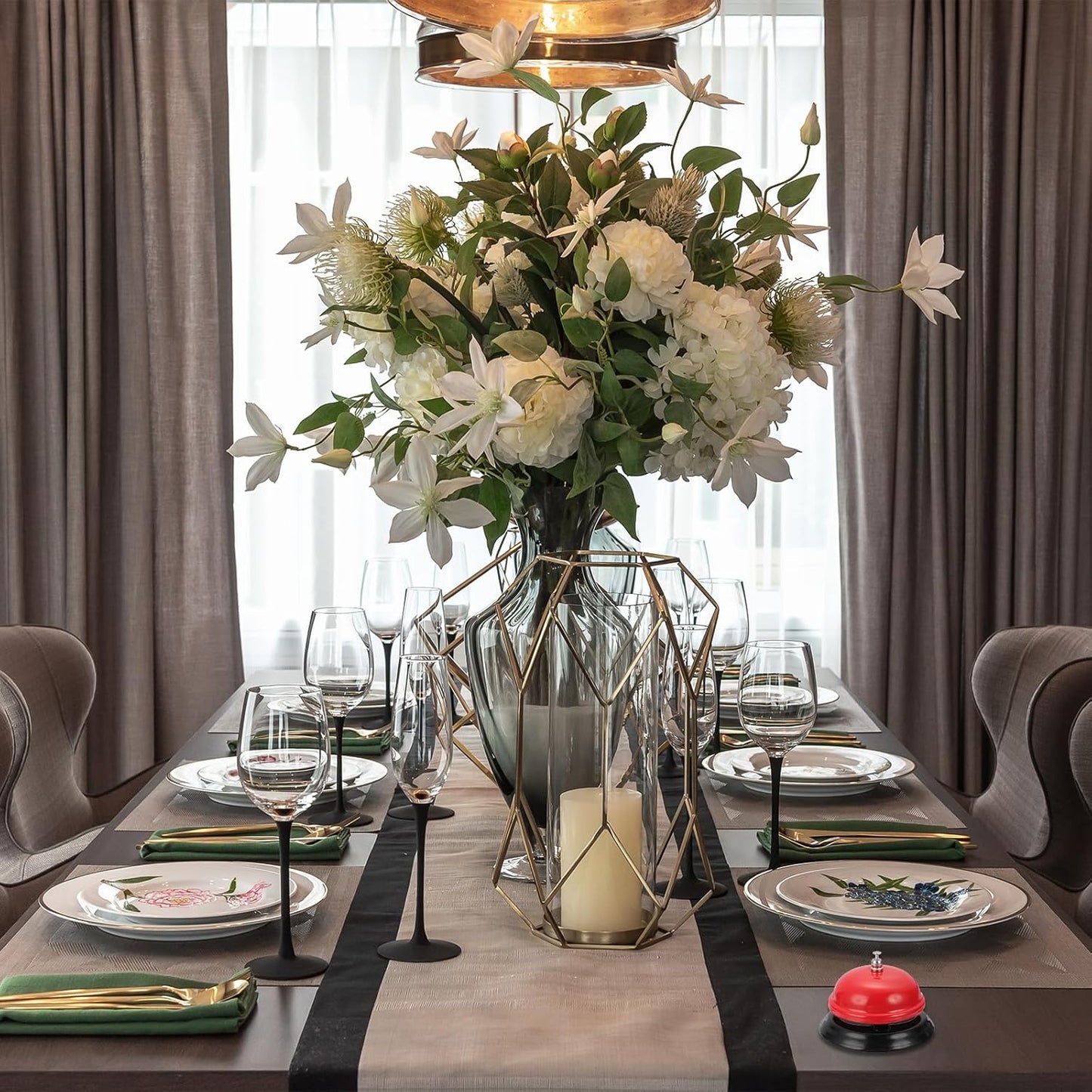 uxcell Desk Service Call Bell, 2.95 Inch Metal Dinner Service Bell Ring for Hotel Restaurant Reception Area and Wedding Party Events, Light Pink