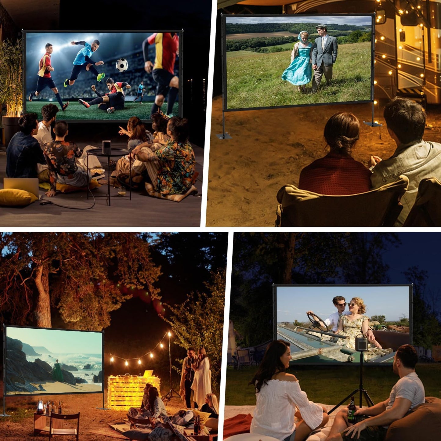 Outdoor Projector Screen with Stand - 100 Inch Portable Projector Screen Indoor and Outdoor Projector Screens 16:9 5K HD Wrinkle Free Lightweight Movie Screen with Carry Bag,Enioy Movie Nights