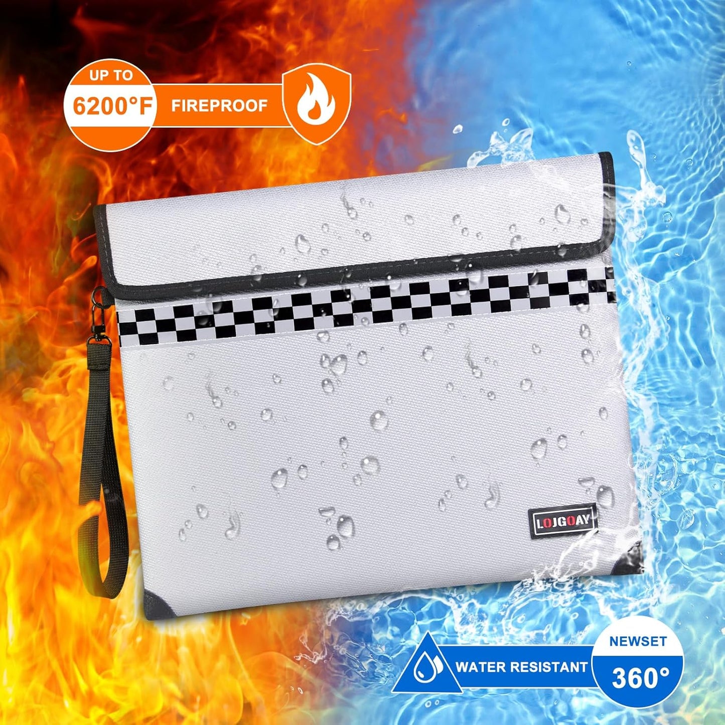 Upgraded Fireproof Document Bag - with 6200°F Heat Insulated, Fireproof Money Bag for Cashwith Fireproof Zipper, 9 Layers of Functional Materials, Water Fire Proof Bag Fireproof Bag (Silver, 13"x11")