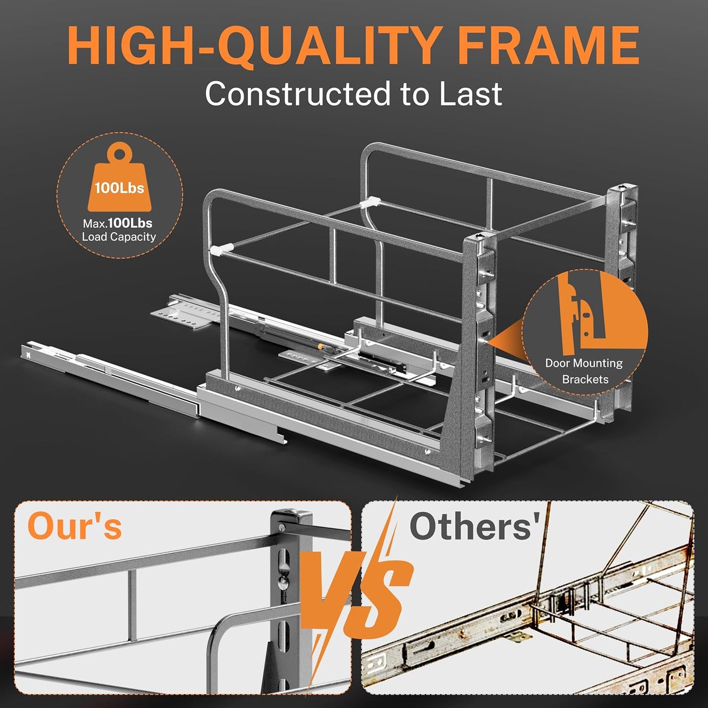 YJHome Pull Out Trash Can Under Cabinet with Soft-Close Slides, Garbage Can Not Included, Cabinet Trash Can Pull Out Kit with Door Mounting Kit, Requires Minimum Cabinets Opening 12" W X 18" D