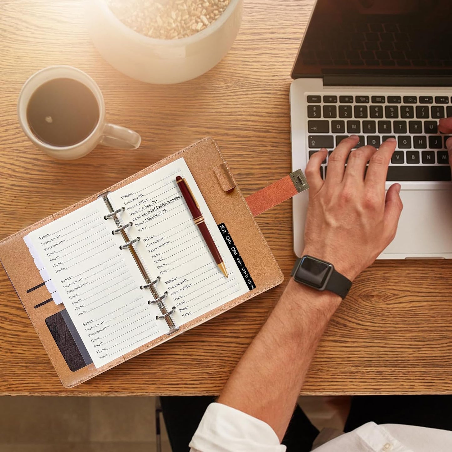 BTSFTOGET Small Password Book with Alphabetical tabs. 316 Pages Lockable Password Keeper Journal Notebook for Computer & Website Logins, Brown Leatherette Hardcover, 7.5in x 5.5in