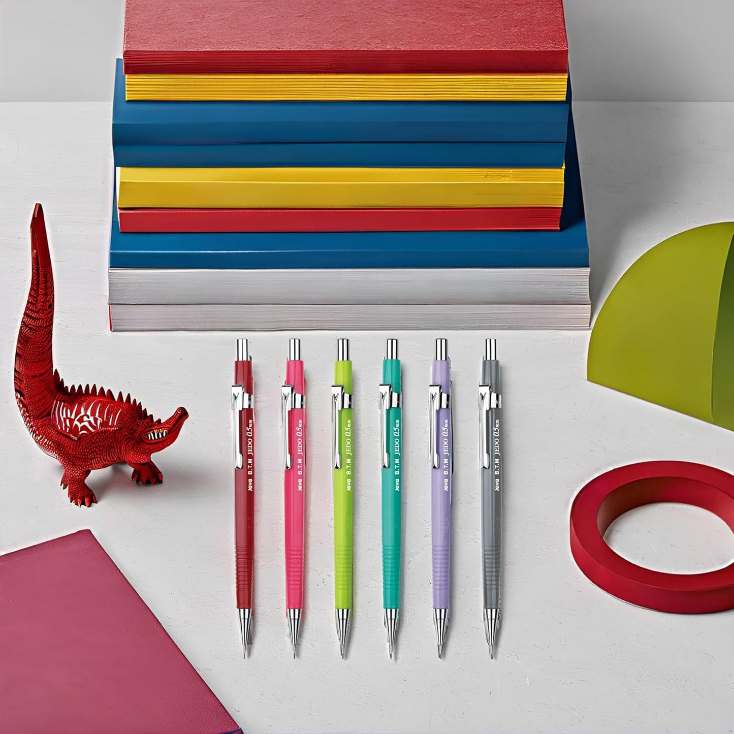 JVPEN 0.5mm Opaque Mechanical Drafting Pencil – Matte Anti‑Roll Barrel, Built-in Eraser, Precision Lead for Drawing, Writing & Office Use – 12‑Pack (Made in Korea)