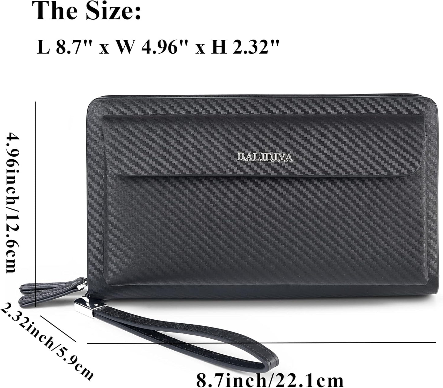 Leather Men Clutch Bag Long Wallet Purse Card Holder Case Business Large Clutch with Double Zip Handbag