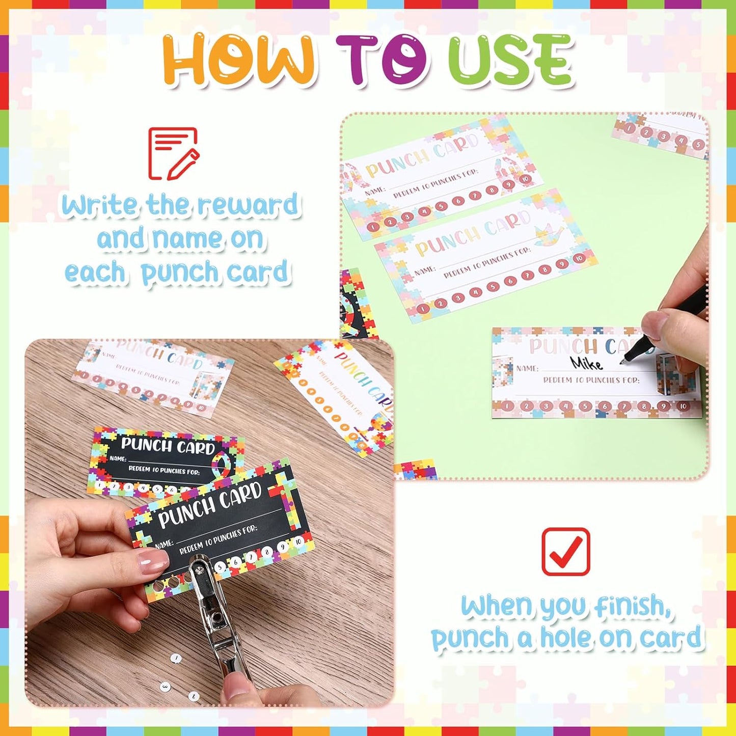 Fumete 400 Pcs Punch Cards for Classroom Reward Cards Behavior Incentive Loyalty Awards for Kids Students Teachers School Business, 8 Styles, 3.5 x 2 in (10 Christian Punches Style)