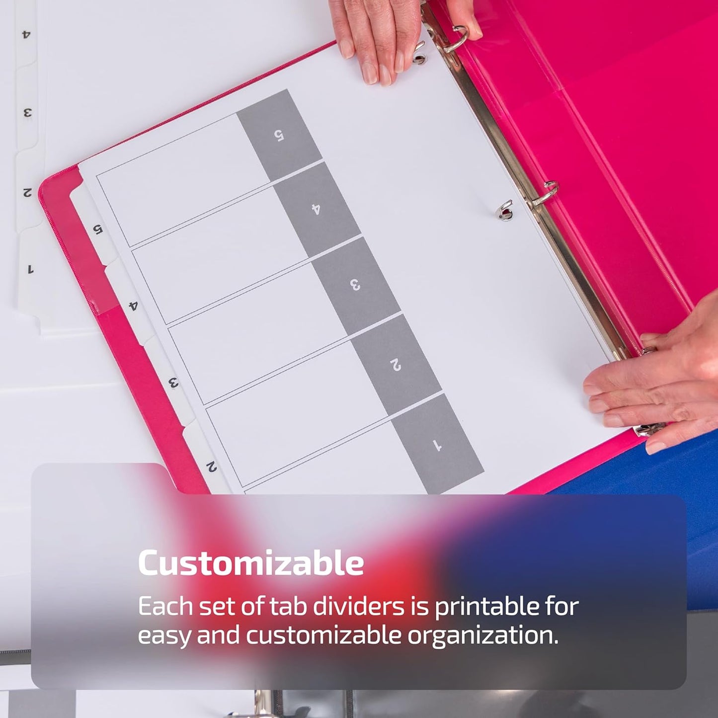 Davis Group 1-5 Index Tab Dividers for 3 Ring Binders, Customizable Table of Contents, 6 Sets