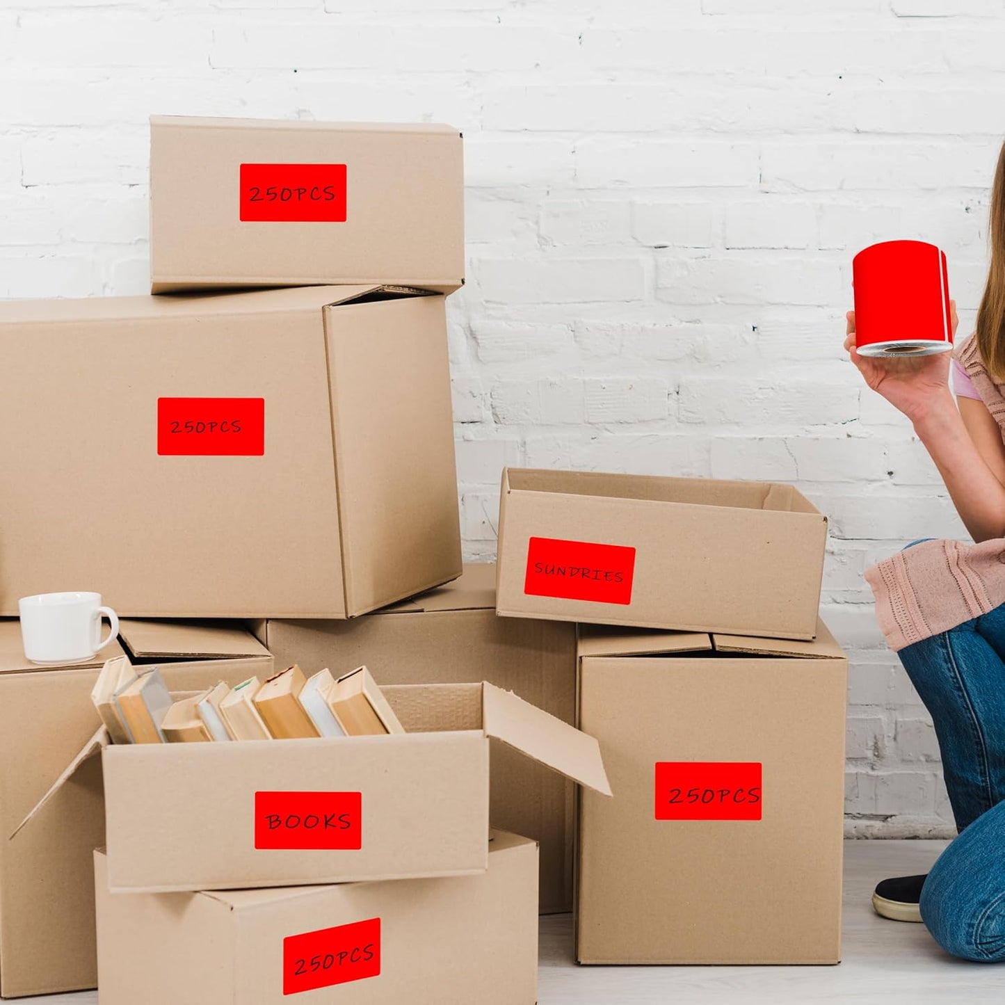 3 x 5 Inch 250Pcs Rectangle Color Coding Stickers,Strong Adhesion, Easy to Write for Organization,Inventory,Business Labeling,Red