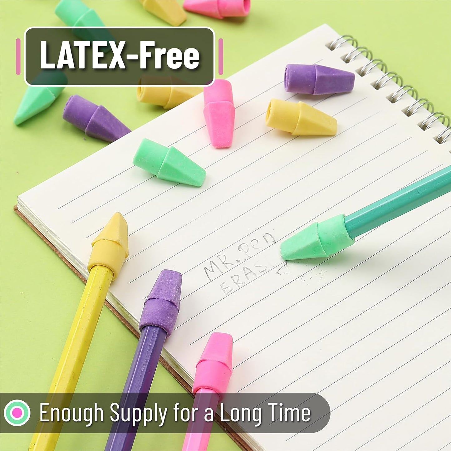 Mr. Pen- Pencil Toppers, 500 Pack, Vibrant Colors, Pencil Top Erasers, Back to School Supplies