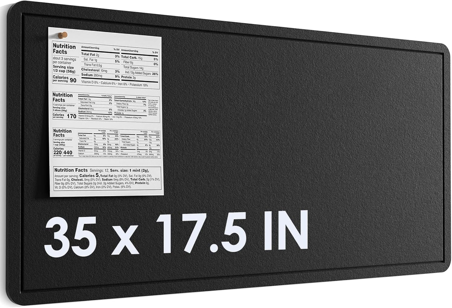 MaxGear Bulletin Board 35" x 17.5", Foldable Small Felt Board Vision Board Supplies, Cork Board for Office, Home, School, Pin Boards for Walls Decorative Picture Framed Display Board Black