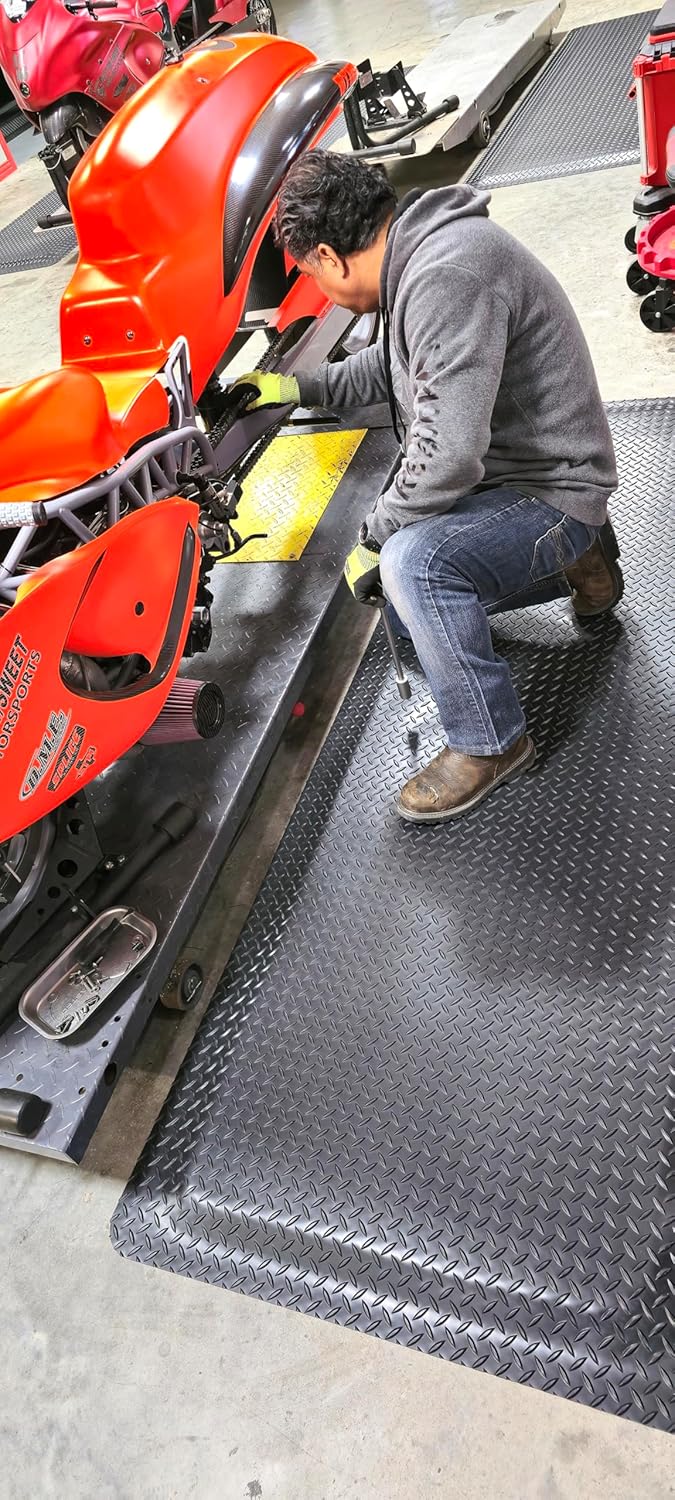 Rhino Mats, American Classic Diamond Anti-Fatigue Mats, Industrial Ergonomic Comfort Standing Mat for Work, Home, Garage, Office, Kitchen or Anywhere (Black 9/16" Thick, 3 FT. x 9 FT.)