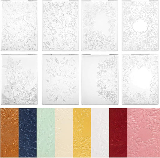 Geiserailie 8 Pieces Embossing Folders Embossing Machine Template Paper Card Heart Folders for Card Making DIY Flower Scrapbook Photo Album Craft Decoration 5.9 x 4.1 Inch(8 Pcs,Stylish Style)
