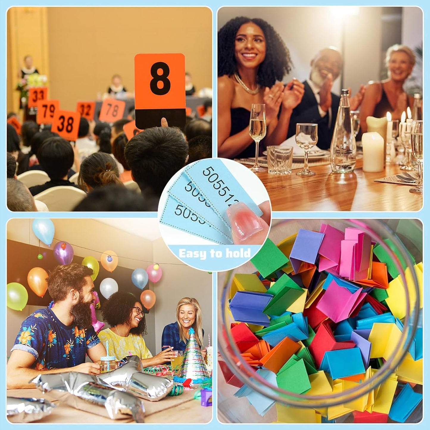 Kosiz 504 Sheets 25 Bid Raffle Ticket with Different Numbers Per Sheet Chinese Auction Tickets for Events Church Basket Auction Silent (Light Blue)