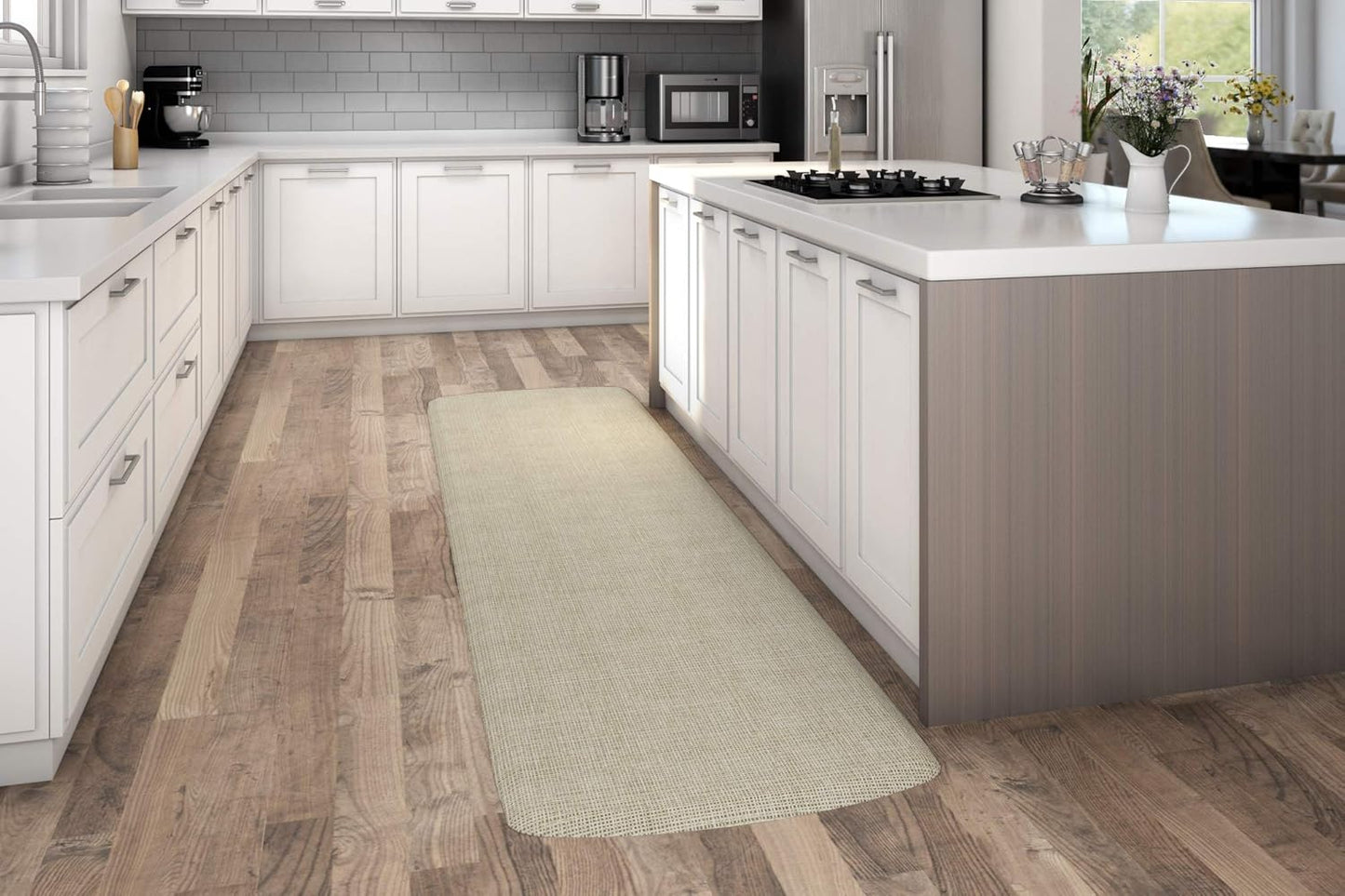 GelPro Decorative Foam Floor Mat, 30" x 108", Tweed Antique White