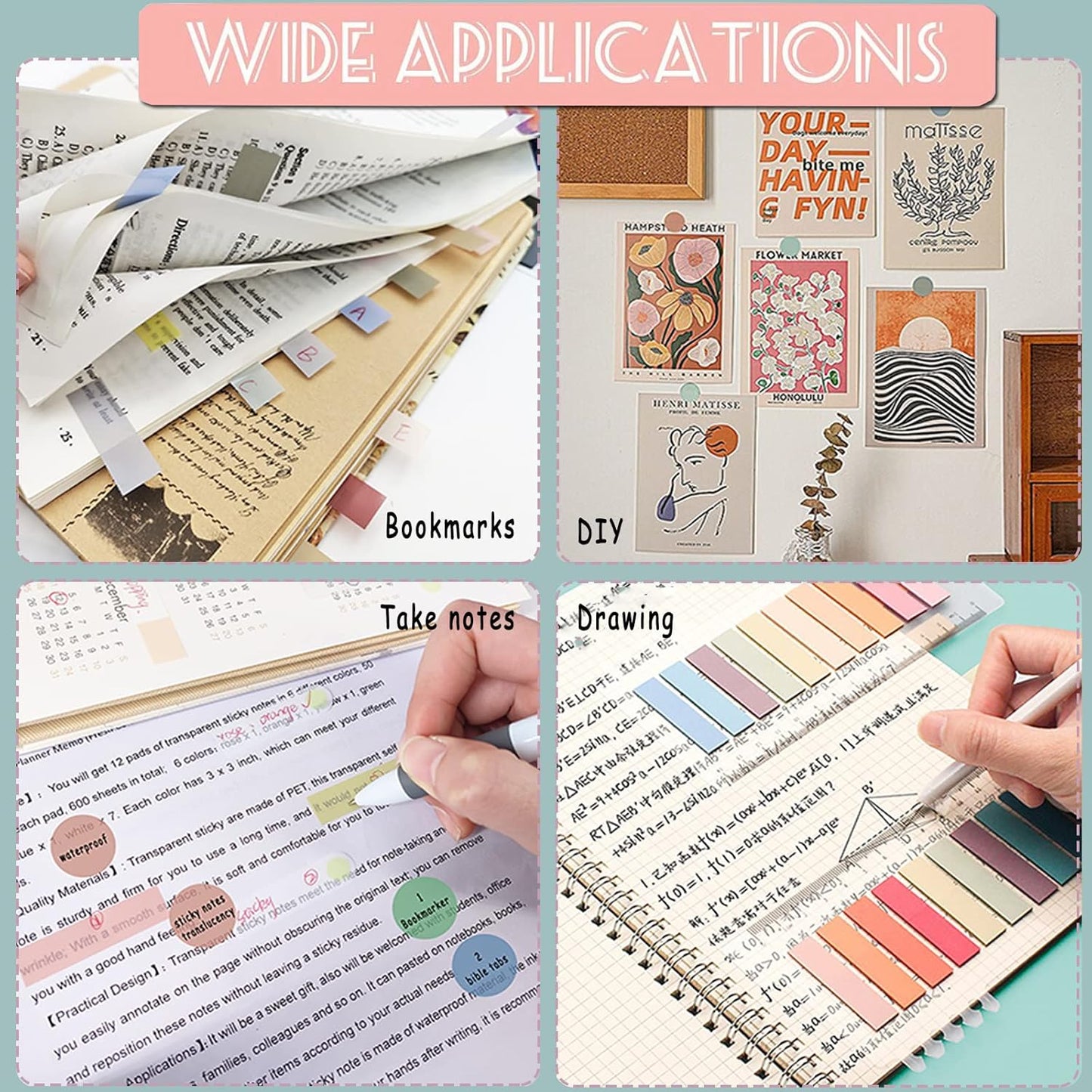 Potanro Sticky Notes 1750Pcs Sticky Tabs Transparent Book Tabs, Round Clear Sticky Notes Repositionable Color Page Markers Bible Tabs for Office Supplies and Aesthetic Bible Supplies