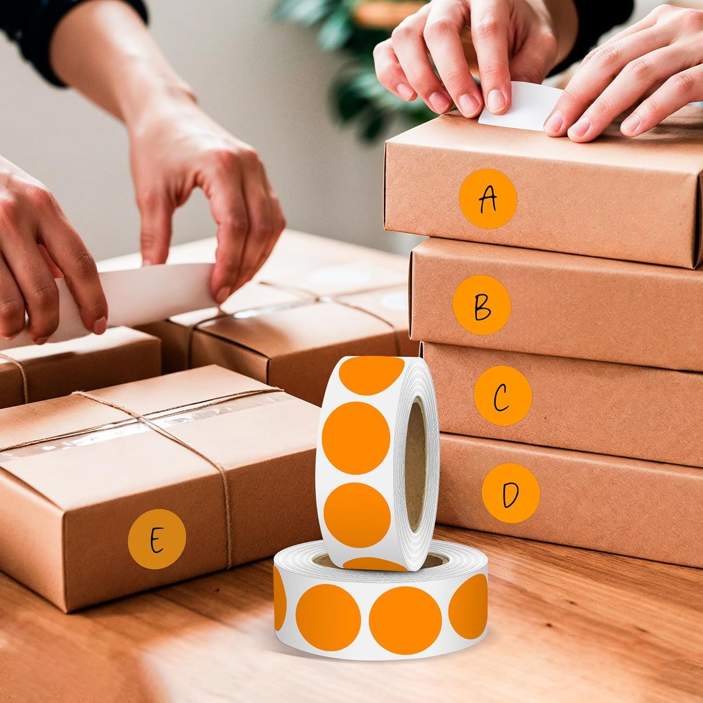 Orange 1 Inch Round Color Coding Dot Labels, 10 Rolls 10000 Dot Stickers in Dispenser Box - Permanent Adhesion, Vibrant Colors, Highly Visible