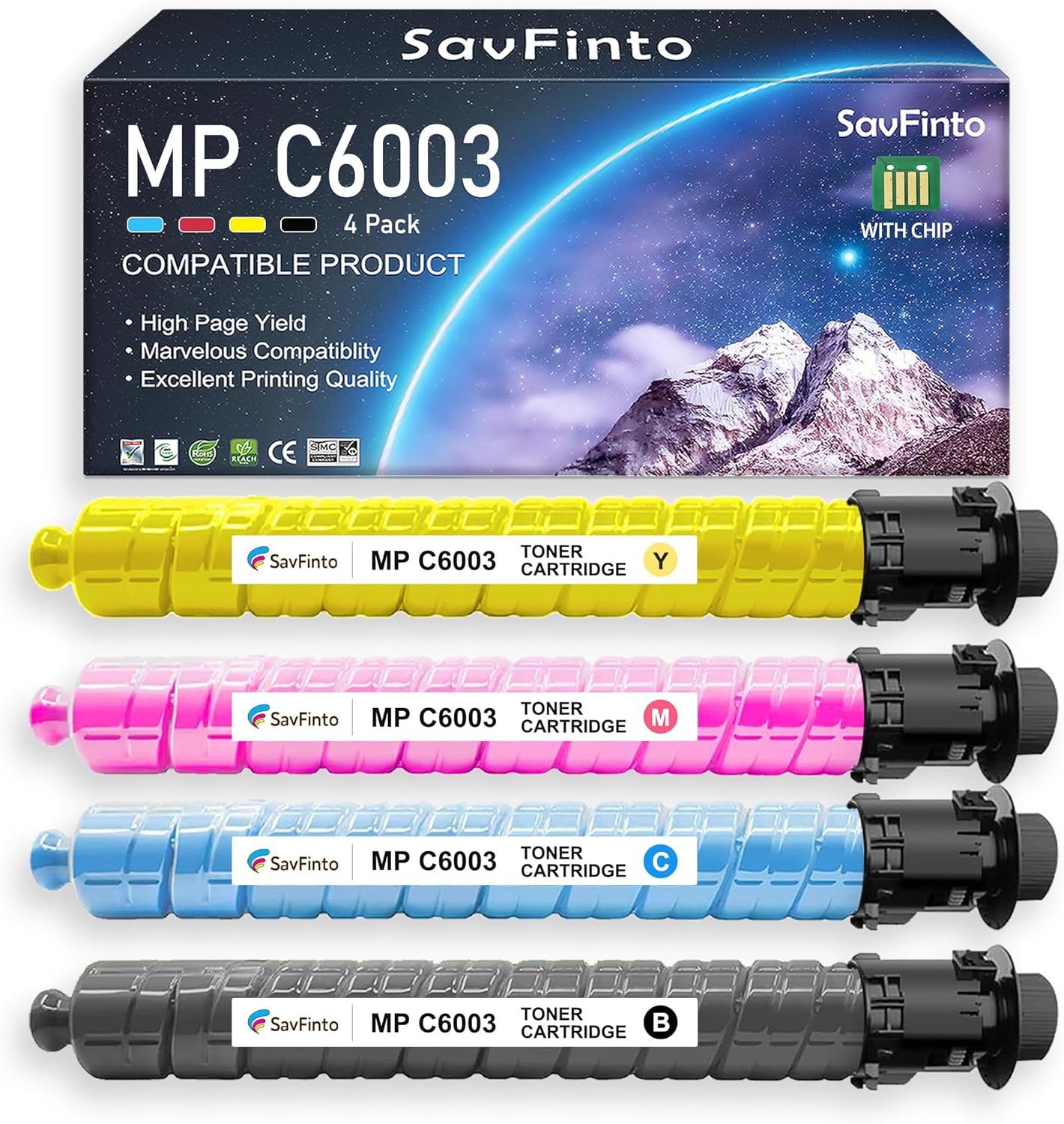 MP C6003 C4503 Toner Cartridge Compatible for Ricoh 841849 841850 841851 841852 MP C6003 MP C4503 MP C5503 MP C4504 MP C4504ex MP C6004 MP C6004ex Printer (4-Pack, BCMY)