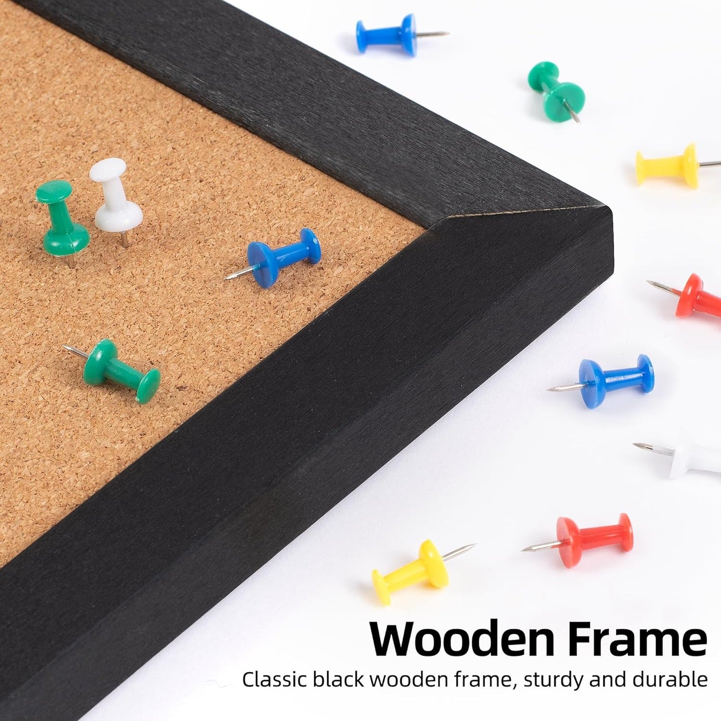 Board2by Extra Large Cork Bulletin Board 96" X 48", Black Wood Framed 8'x4' Corkboard for Wall, Wall Mounted Notice Pin Board with 18 Push Pins for School, Home & Office