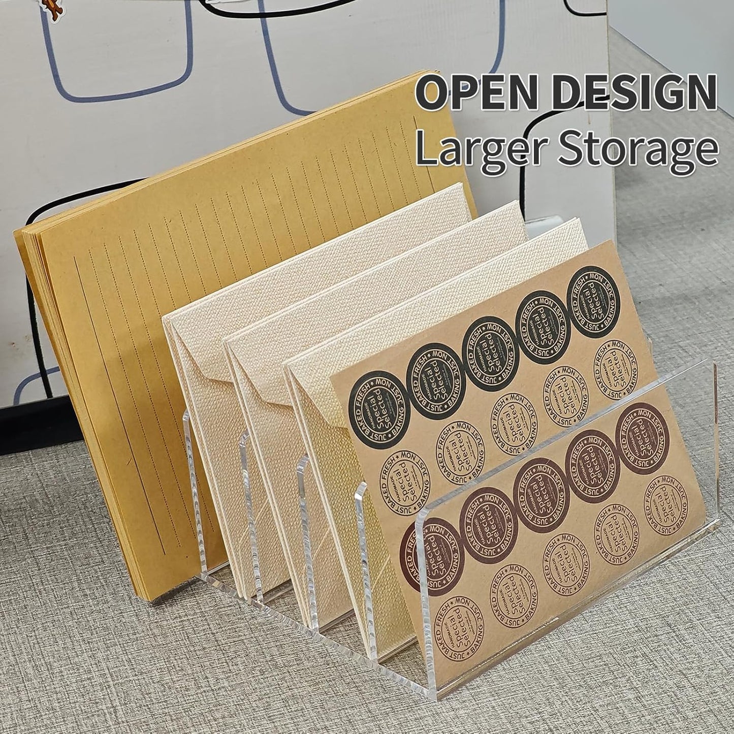 Acrylic Desk File Organizer Holder, Clear Acrylic Upright File Sorter Document Magazine Storage Organization Letter Folder Racks for Notebook,Home, Office & Classroom,5 Compartments