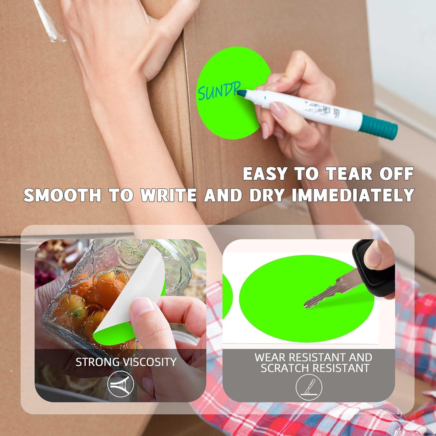 PARLAIM 3”Color Coding Labels Stickers,4Rolls/2000per Dispenser Box Round Adhesive Circle Dot Stickers for Inventory Office Home (Fluorescent Green)