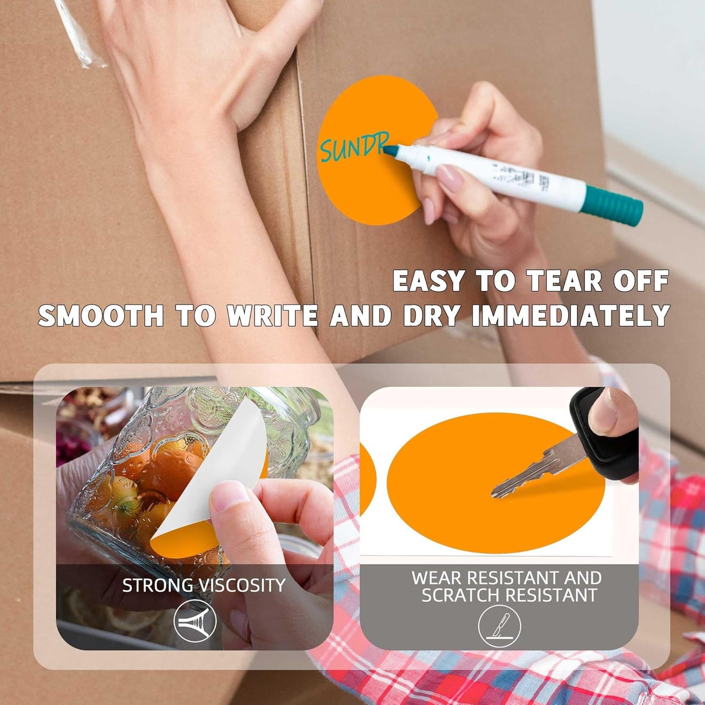 PARLAIM 3”Color Coding Labels Stickers,4Rolls/2000per Dispenser Box Round Adhesive Circle Dot Stickers for Inventory Office Home (Orange)