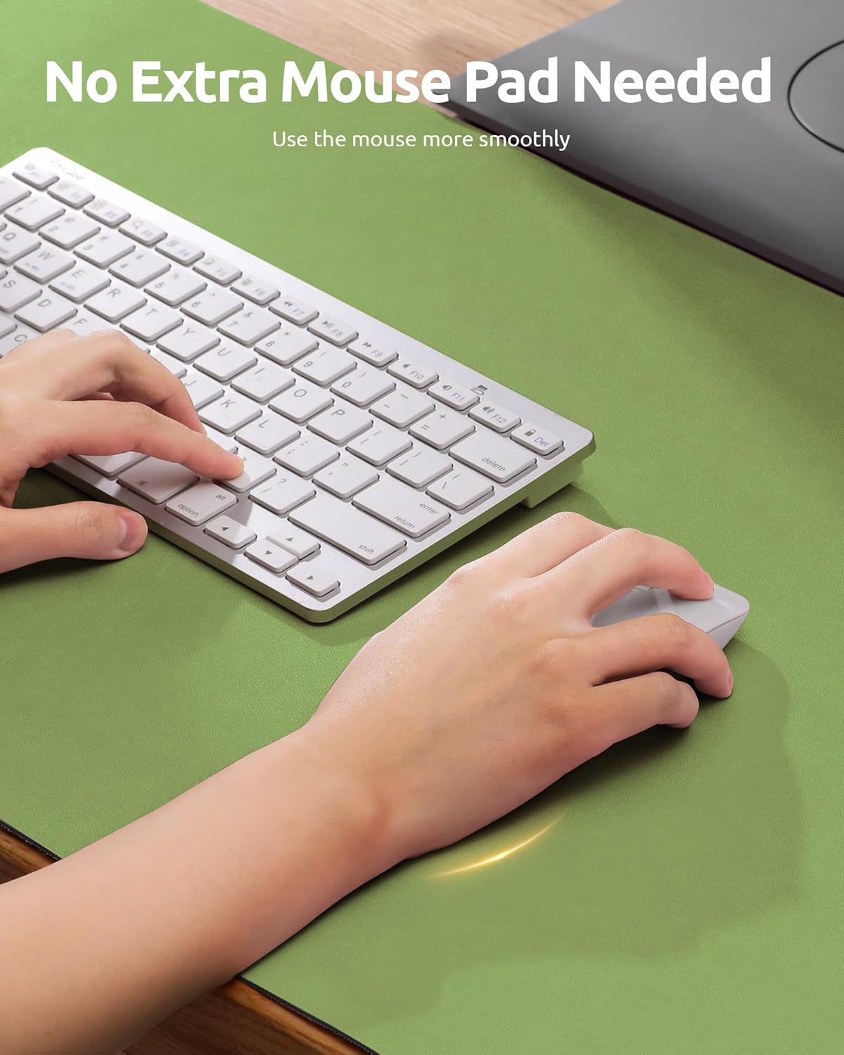 YSAGi Leather Desk Protector, Office Mat, Large Mouse Mat, Non-Slip PU Leather Blotter, Laptop Pad, Waterproof Writing Pad for Office and Home (Leaf Green, 23.6" x 13.8")