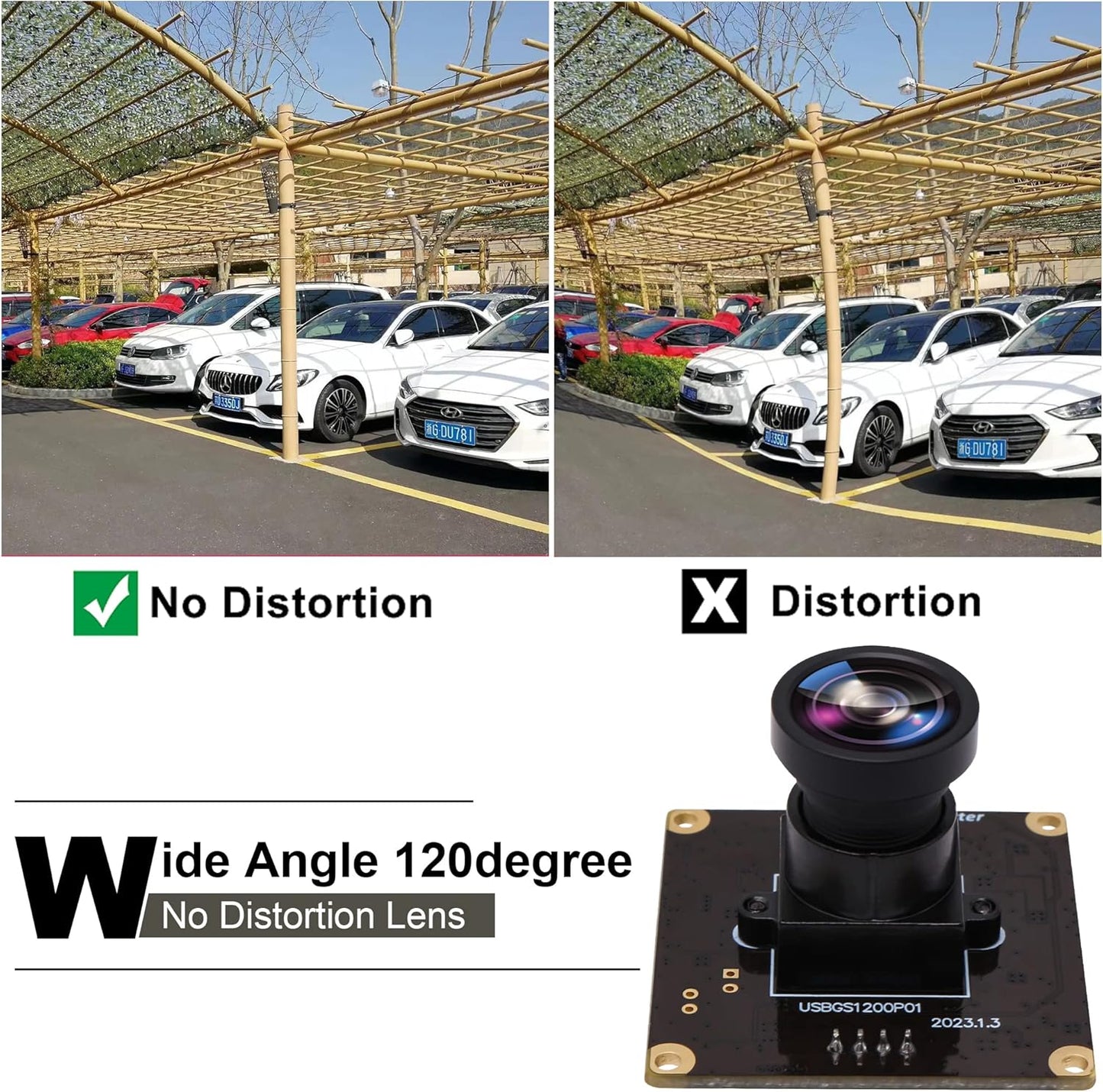 ELP High Speed Wide Angle Global Shutter USB Camera Module for Computer 1080P Mini UVC USB2.0 Webcam Board with 120degree No Distortion Lens AR0234 High Frame 90fps Web PC Camera Board for Laptop