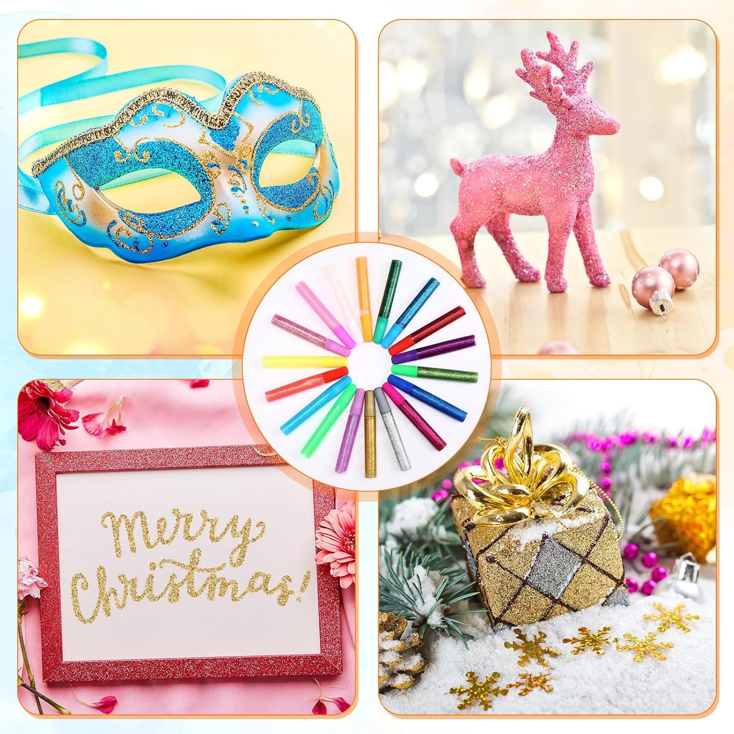 72 Pcs Glitter Glue Pens Bulk 18 Colors Crafts Pens Stick Glitter Glue for Crafts School Gifts Supplies for DIY Arts, Projects Scrapbooking, Cards(6 ml)