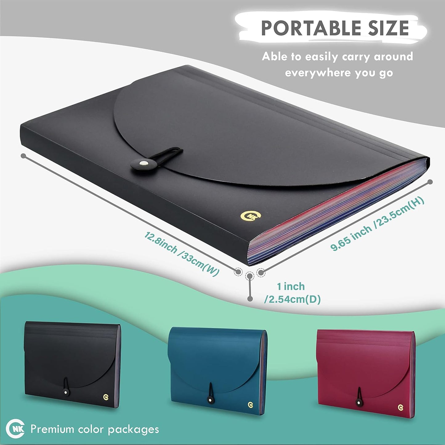 CNK File Folders Organizer with 13 Pockets Accordion Expanding Folder For Documents Receipt Document Paper Pocket Filing Products Accordian Important expandable holder files alphabetical Labels Letter