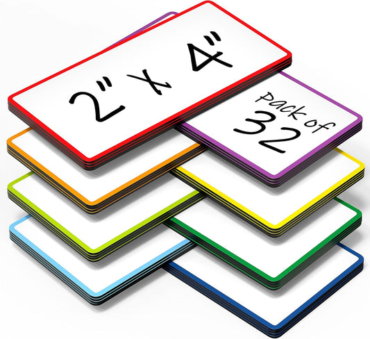 32 Pack Dry Erase Magnetic Labels 2x4 in - Magnetic Name Tags for Classroom Lockers School Bus - Classroom Magnets for Names - Magnet Labels for Whiteboard - Magnet Names Plates for Classrooms