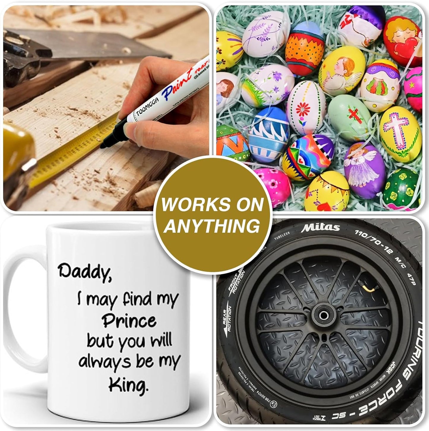 Green Permanent Paint Pens Paint Markers - 12 Pack Oil Based Markers, Quick Drying and Waterproof Marker Pen, Car Tire, Metal, Rock Painting, Wood, Fabric, Plastic, Canvas, Mugs