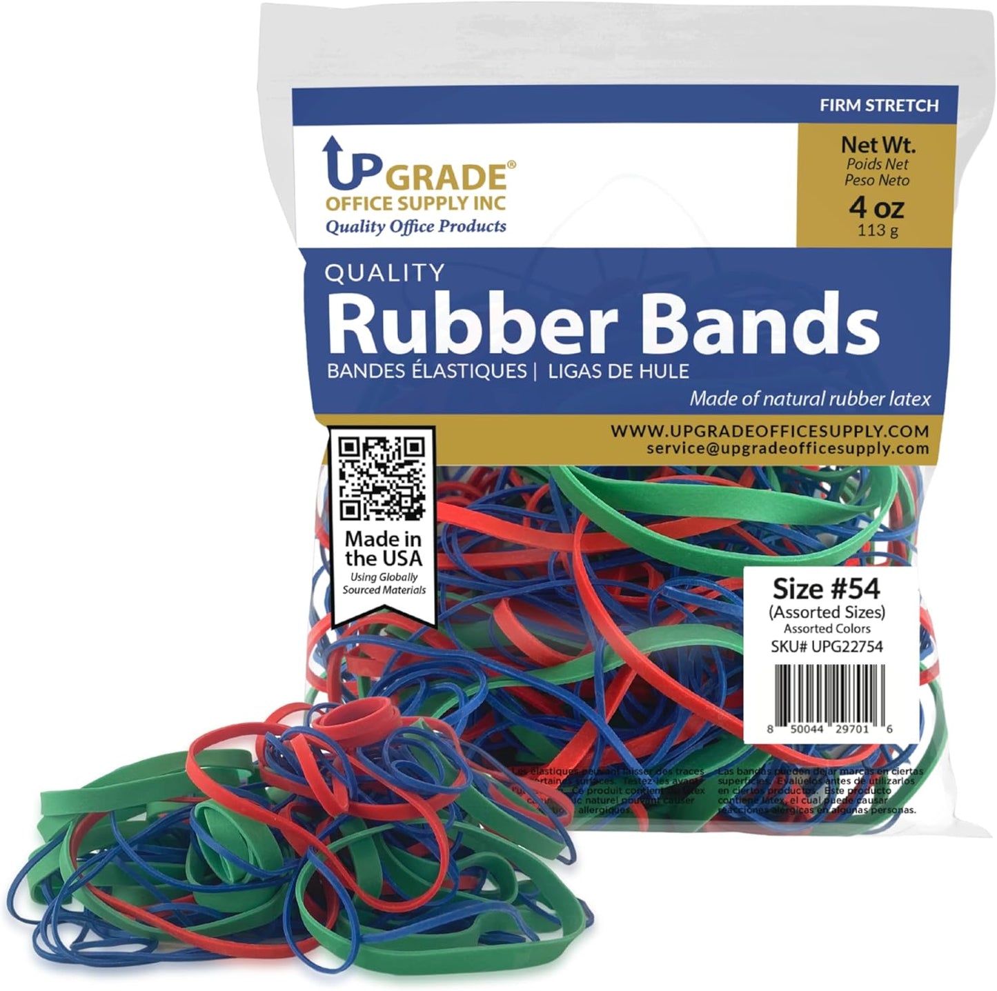Upgrade Office Supply UPG22754PK3 Rubber Bands, Assorted Size and Colors, 1/4 lb 3-Pack, USA