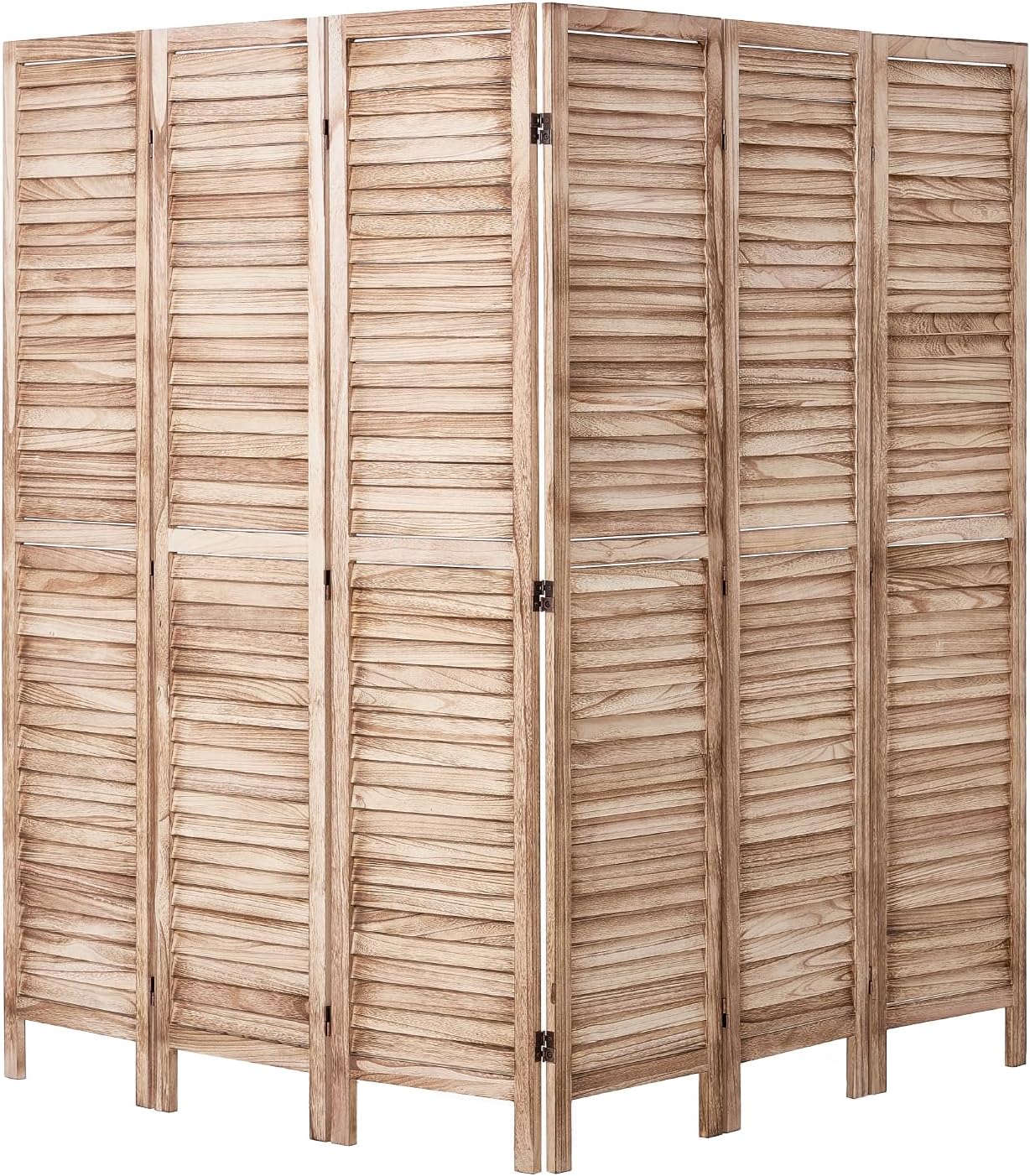 VEVOR Wood Room Divider, 6 Panel Wood Folding Privacy Screen, 66.9 Inches Tall Indoor Louvered Partition Divider, Portable Decoration Screen, for Room Separation, Home, Office, Restaurant & Bedroom