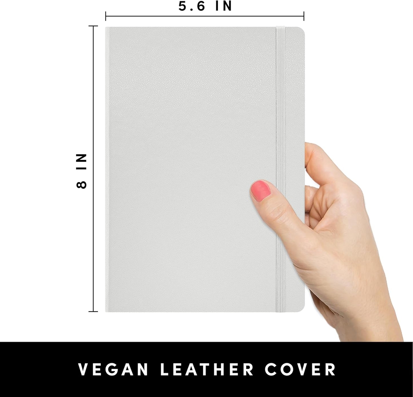 PAPERAGE Blank Journal Notebook, (Light Grey), 160 Pages, Medium 5.6 in x 8 in - 100 GSM Thick Paper – Hardcover Journaling Notebook for Work, School, Note Taking or Sketching