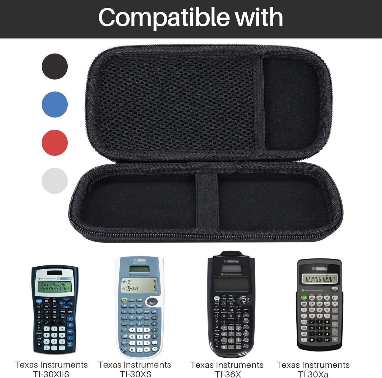 Hard Carry Case Compatible with Texas Instruments TI-30XIIS TI-30XS TI-30Xa TI-36X Pro Scientific Calculator (Red Case Only)