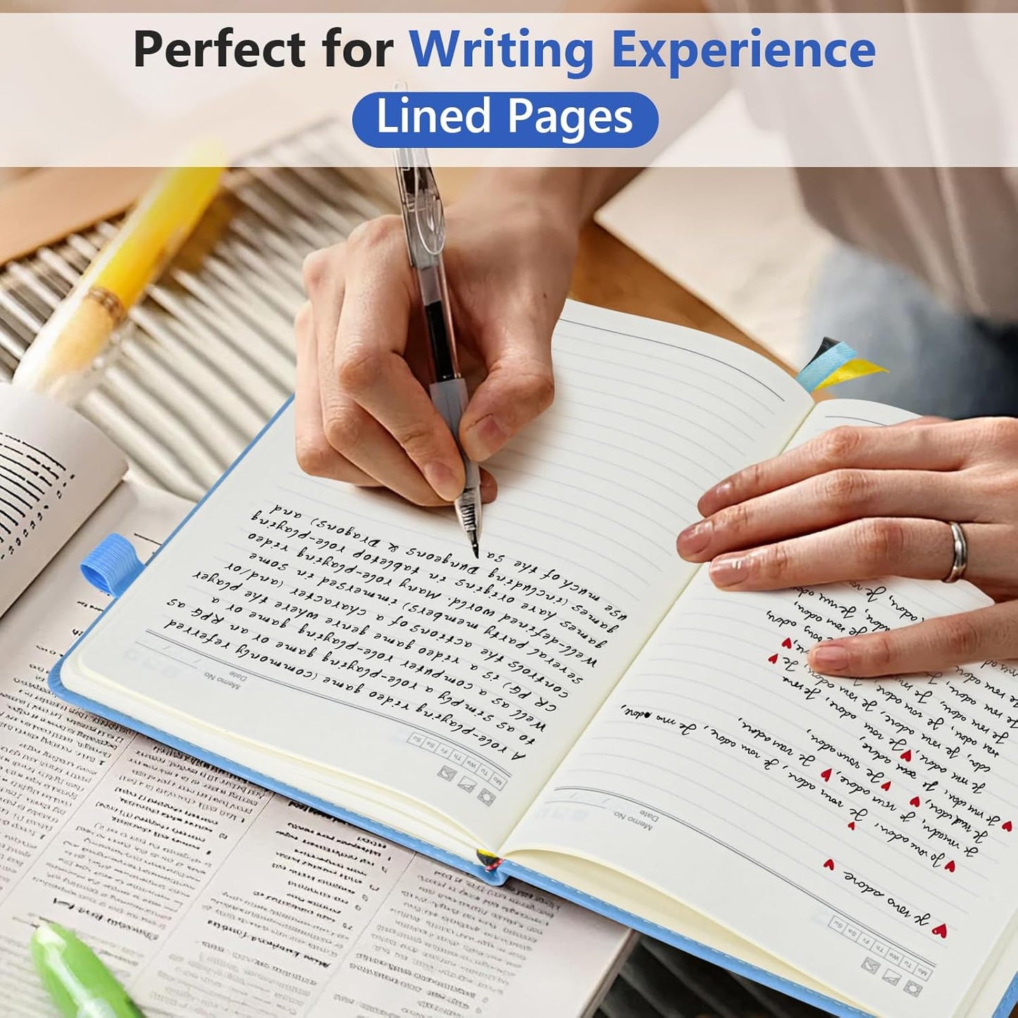 Lined Journal Notebook for Men & Women, 160 Pages College Ruled Journal for Writing, A5 Hardcover Leather Notebooks for Work, School, Business, Travel, Daily Diary 5.9" x 8.5" - Blue