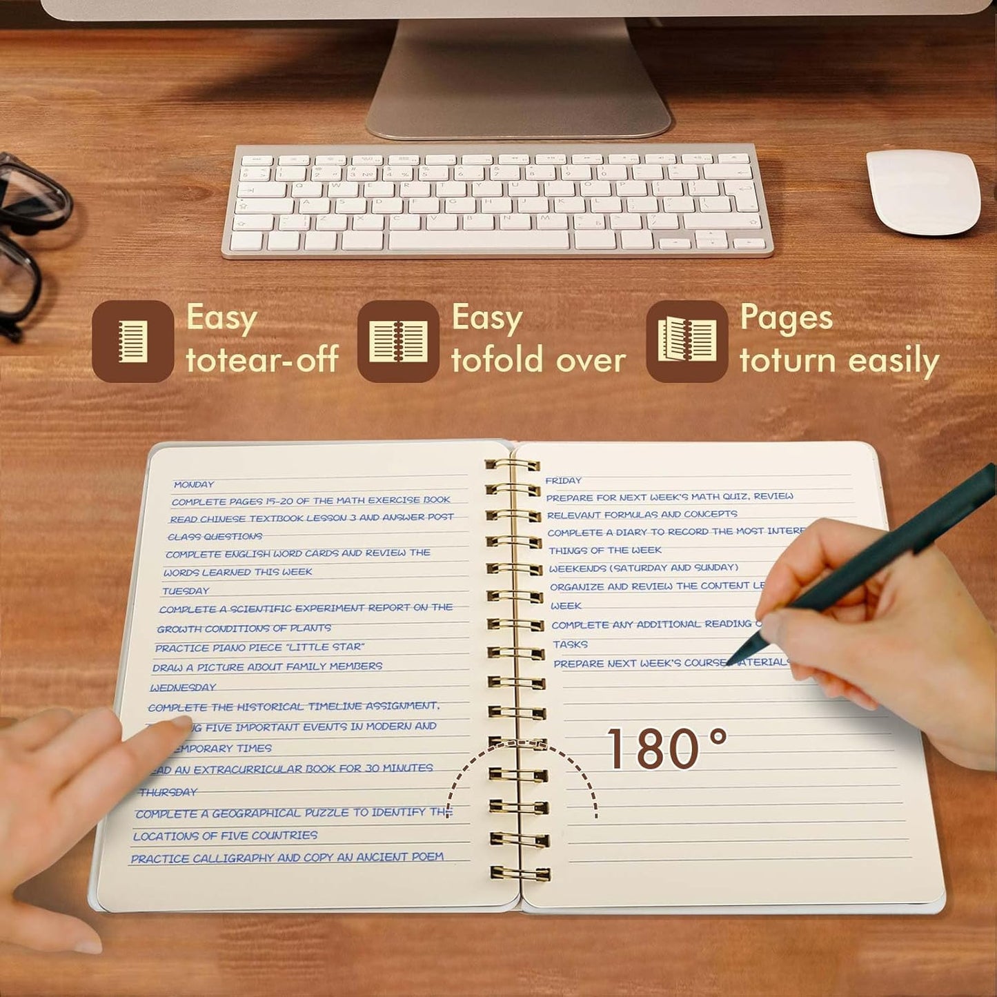 Lined Spiral Notebook College Ruled A5 Journal Book for Note Taking, 160 Pages Writing Journal for Office and Home School Supplies 5.75x8.125 inch (1ArmyGreen)