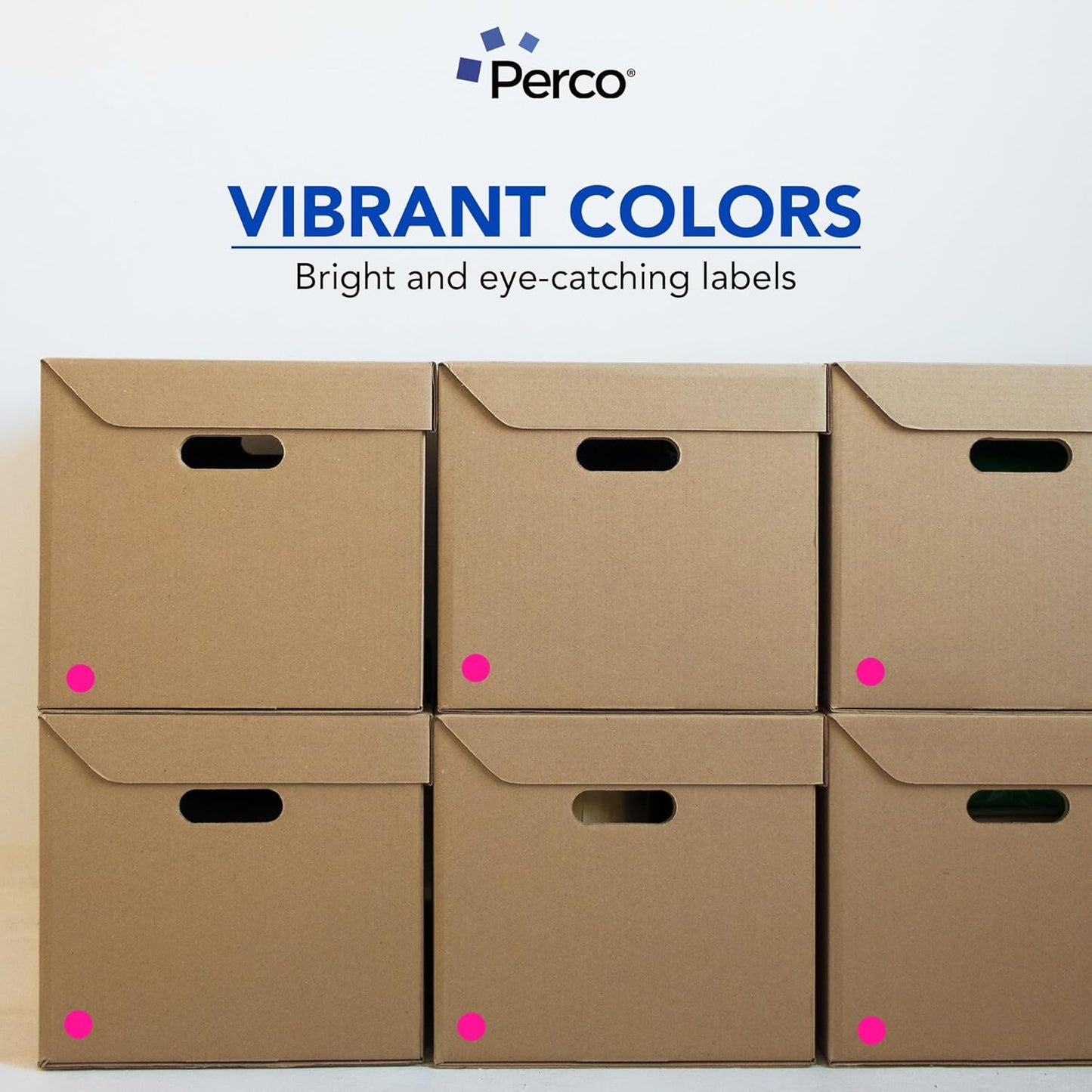 Perco Fluorescent Pink 1-Inch Round Circle Dot Sticker Labels - Multi-Roll Pack (3 Rolls, 1,000 Labels Each) - Permanent Adhesive, Vibrant Colors, Strong Hold - Perforated for Easy Use - Made in USA