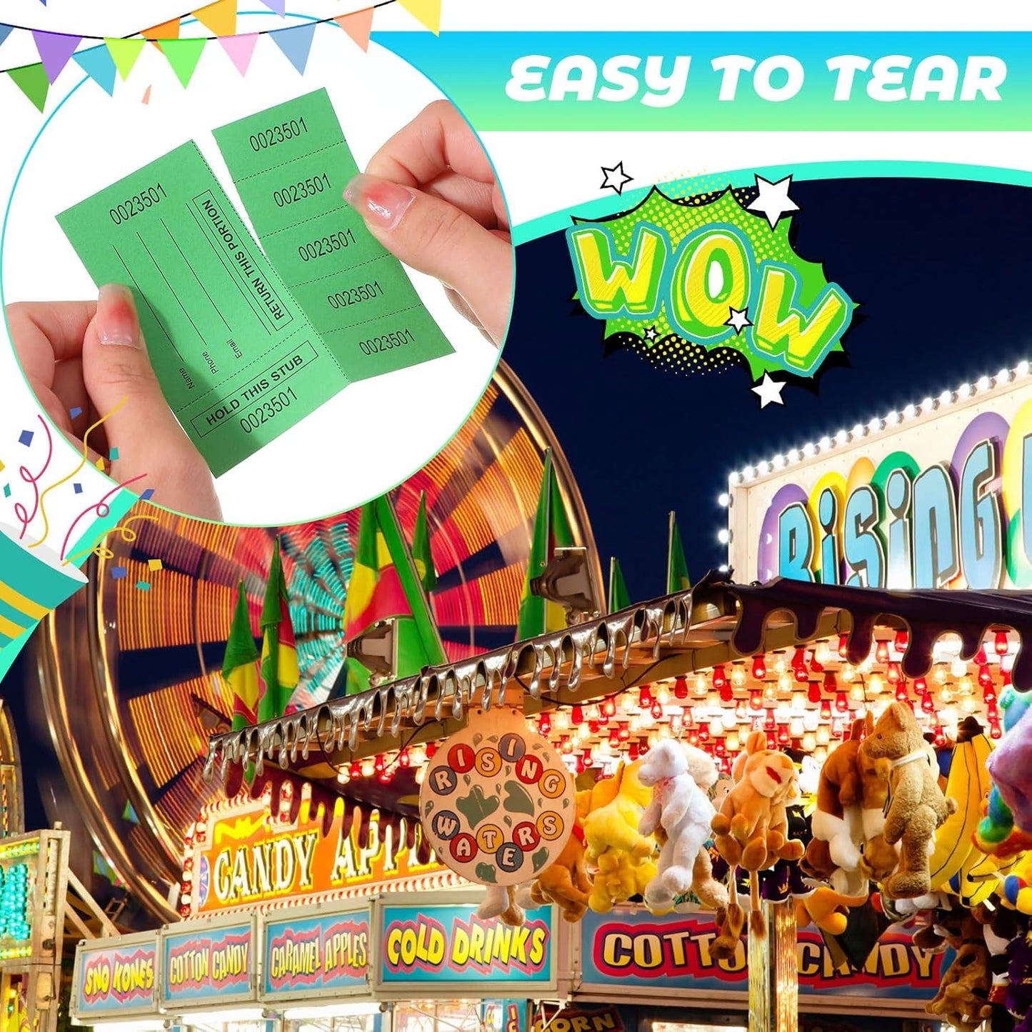 Kosiz 1000 Sheet 5 Bid Raffle Tickets Chinese Auction Tickets Sheets Auction Fundraiser Ticket Numbered with Name and Phone Number Per Sheet Raffle Tags for Silent Auction(Green)