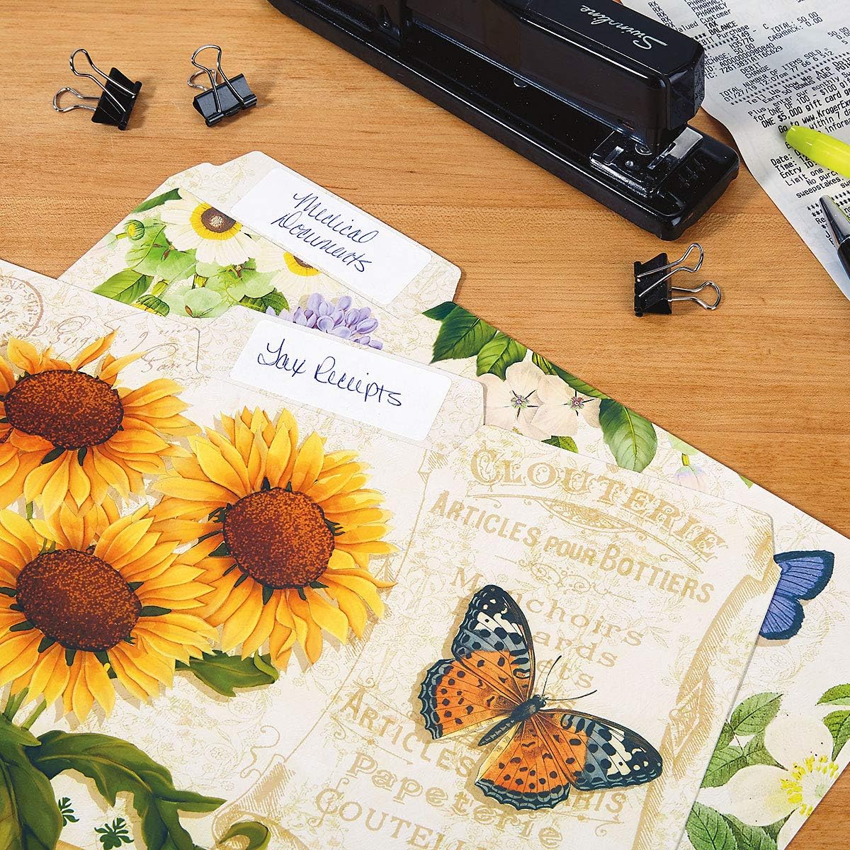 Current Grande Fleur File Folders Value Pack - Bulk Set of 24, 6 Pretty Decorative Designs, 1/3 Cut Tabs, Heavy-Duty Paper Stock, Office Supplies for Home & Work, 9-½” x 11-¾” Letter Size