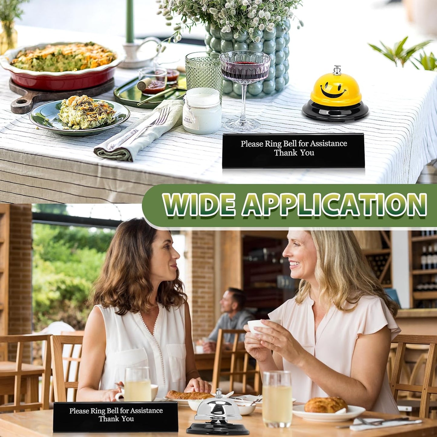 UCEC Desk Call Bell for Service & Reception - Double-Side Ring Bell Sign, 1+1 Pack