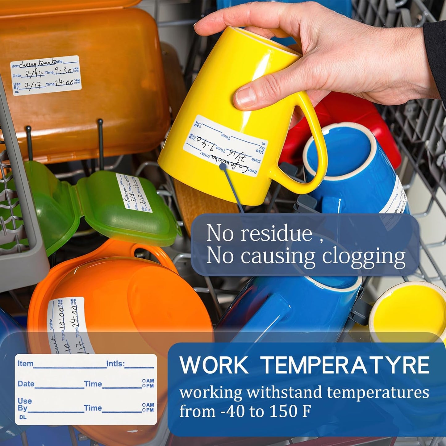 L LIKED Dissolvable Labels, 2x1 Inch, 300 Stickers, Use by Food Rotation Labels for Storage and Container