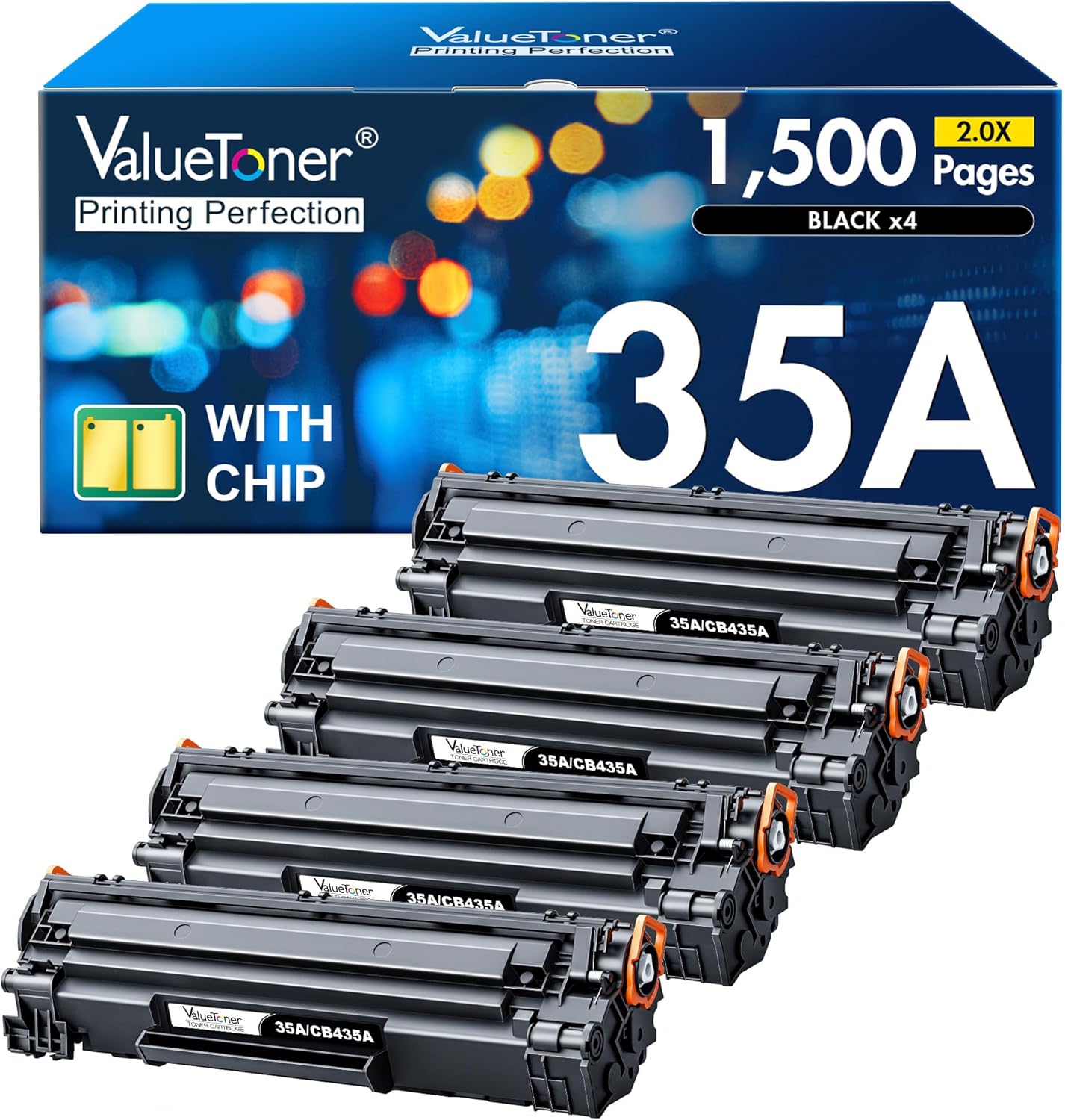 Valuetoner Compatible Toner Cartridge Replacement for HP 35A CB435A for P1006, P1009, P1002, P1003, P1004, P1005 Laser Printer (Black, 4 Pack)