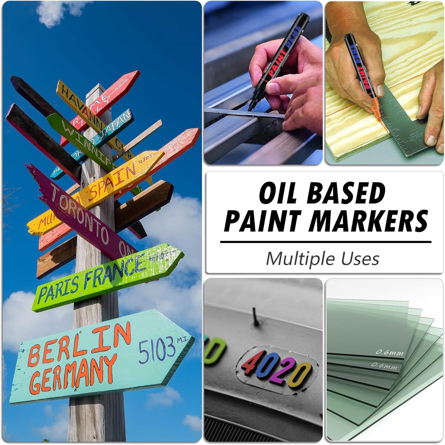 Orange Paint Pens Paint Markers - 2 Pack Permanent Quick Dry Waterproof Marker Pens for Rocks Wood Fabric Plastic Canvas Glass Mugs Metal Tire Stone