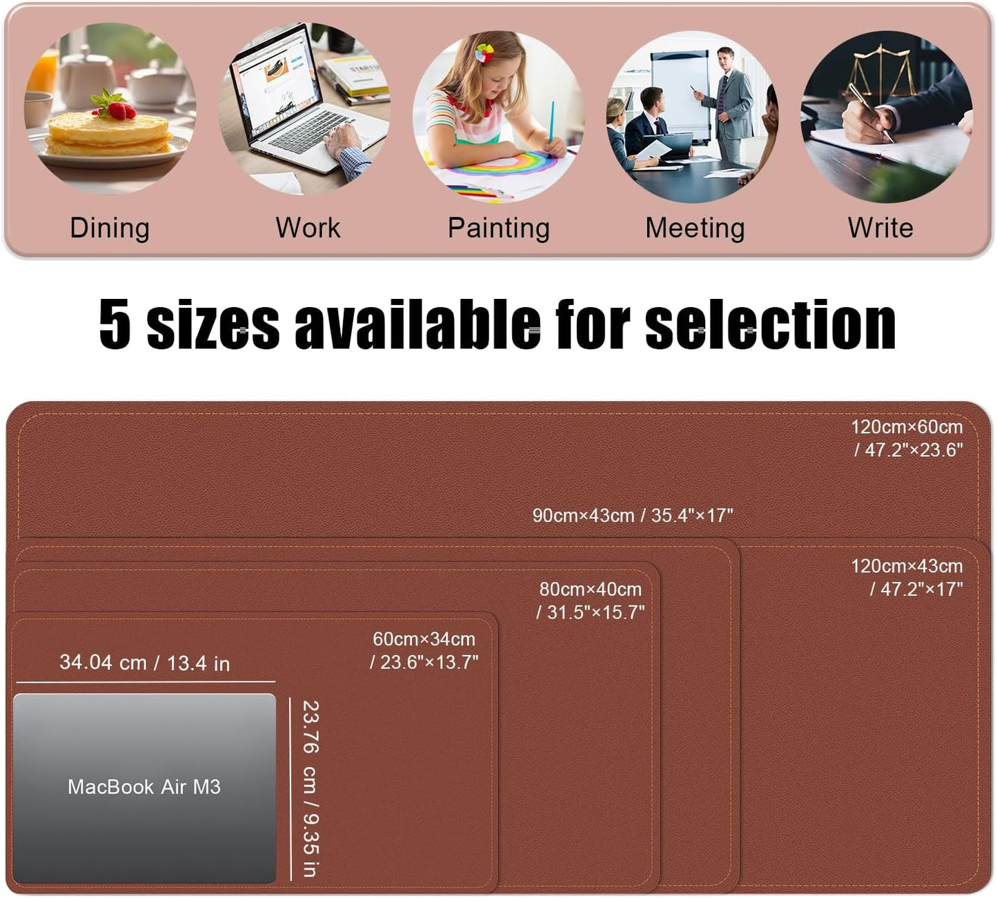 Non Slip Desk Mat, 31.5" x 15.7" PU Leather Desk Pad, Cork Desk Mat for Desktop, Desk Pad for Keyboard and Mouse, Ideal for Office and Home, Brown