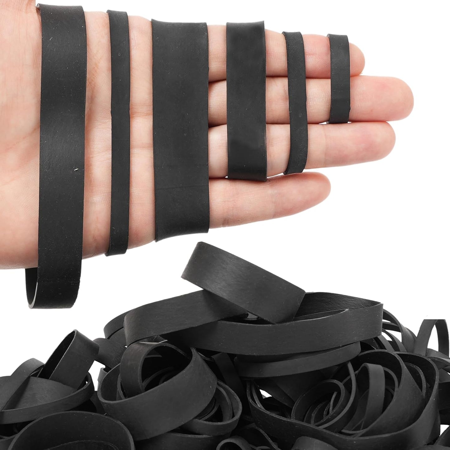 65Pcs Rubber Bands Assorted Sizes Black 6 sizesMixed wide Elastic Bands for for Survival Office Supply Tactical Rubber Bands