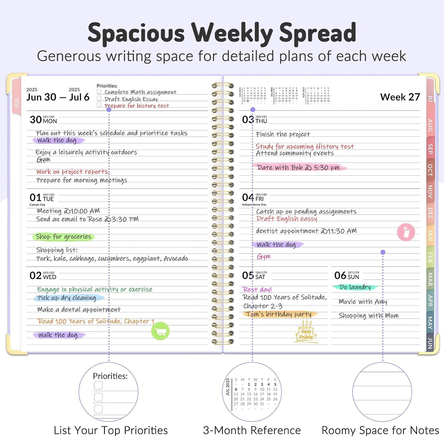 Jul 2025 - Dec 2026 Planner, Forvencer Academic Planner 2025-2026, 18 Month Daily Planner, 8.5" x 11", Weekly & Monthly Agenda Book, Hardcover Calendar Book, School Supplies for Student Teacher, Marble