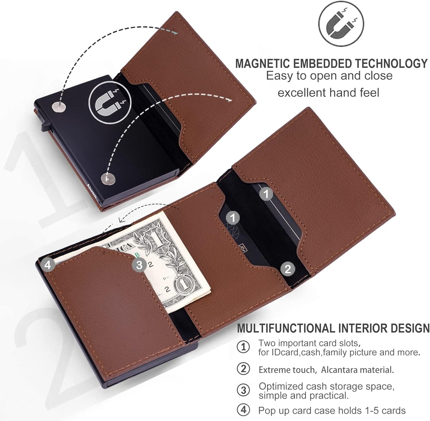 Aiuwo Airtag Wallet for Men,Mens Wallet Card Holder,Smart,Slim,Minimalist Wallet,Credit Cards Holder RFID Blocking Wallet (Airtag Wallet, Lichee Brown)