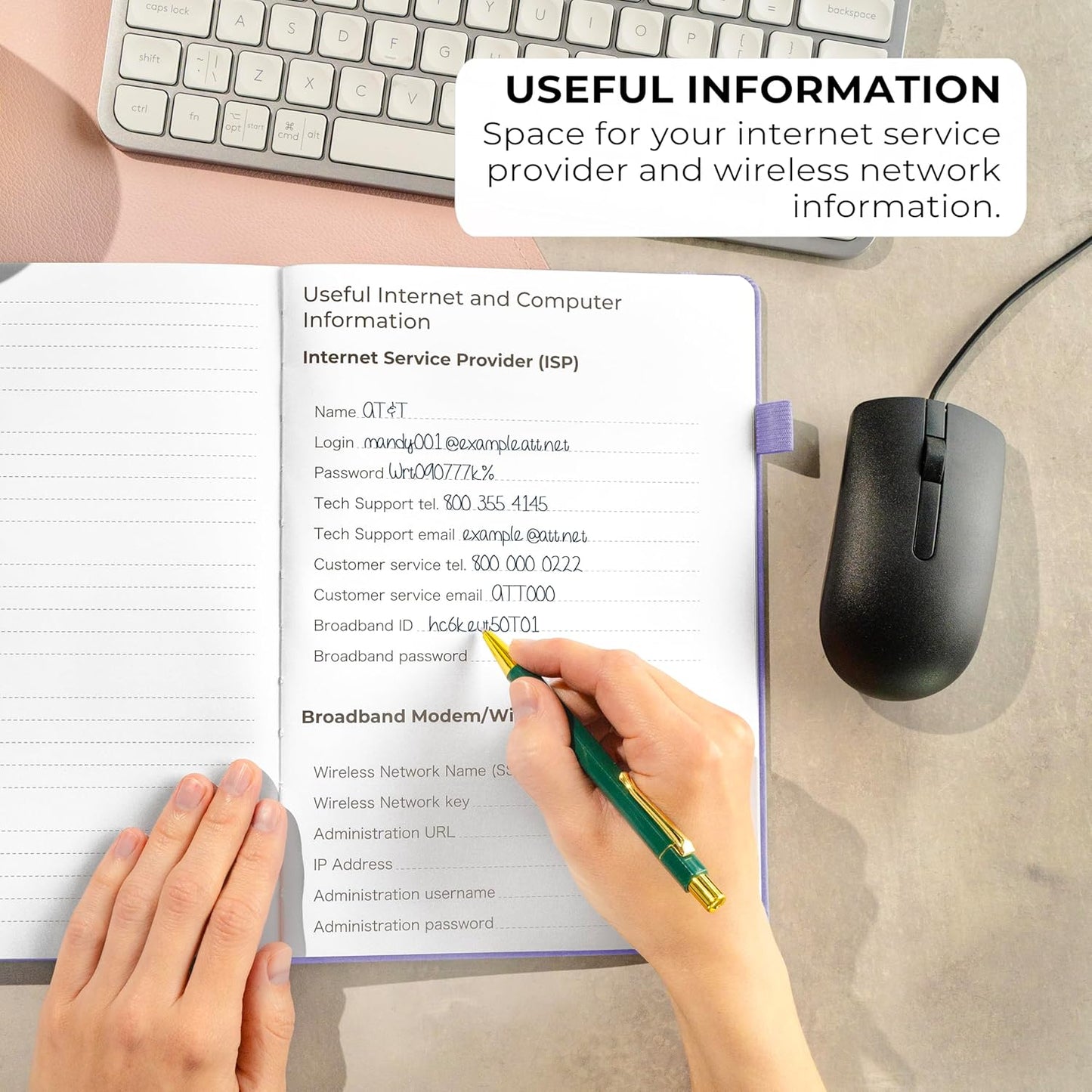 Clever Fox Password Book with alphabetical tabs. Internet Address Organizer Logbook. Large Password Keeper for Website Logins (Lavender)