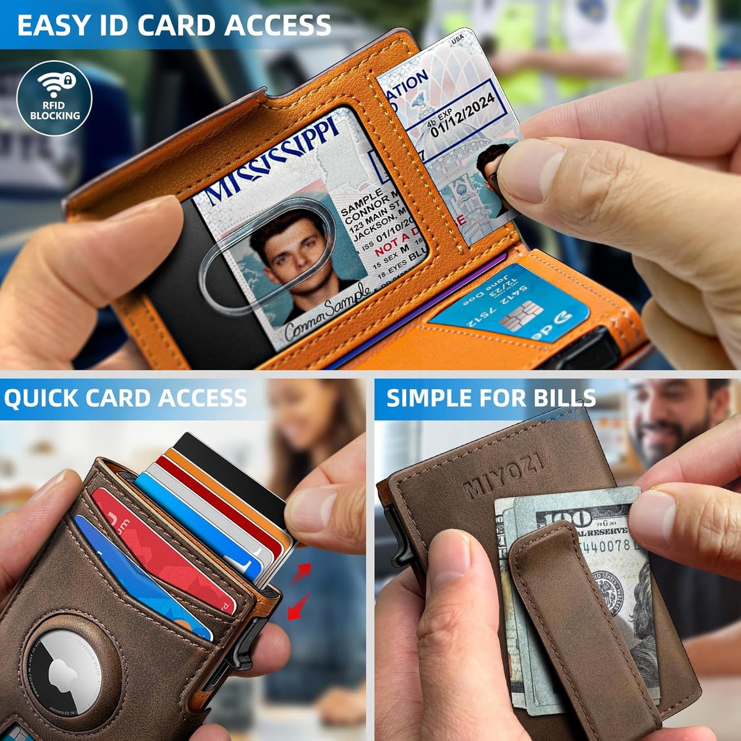 Airtag Wallet for Men,with Money Clip 10 Cards Metal Case Smart Slim Pop Up Credit Card Holder Flip with Magnetic Closure RFID Blocking wallet with Gift Box